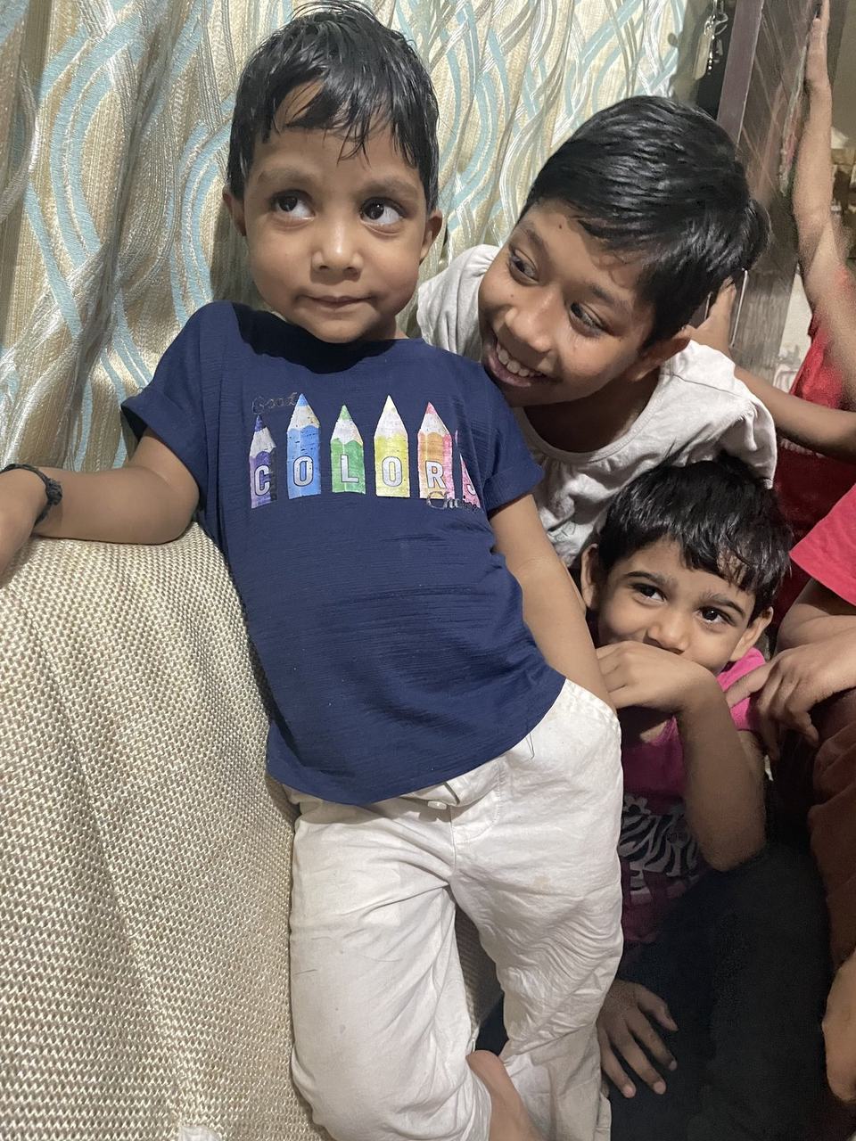 A warm moment between siblings