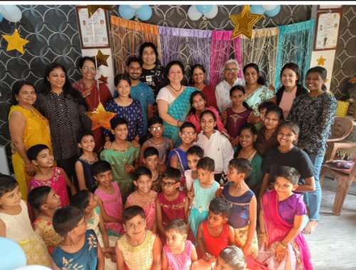 Girls from Aanchal Home celebrating together
