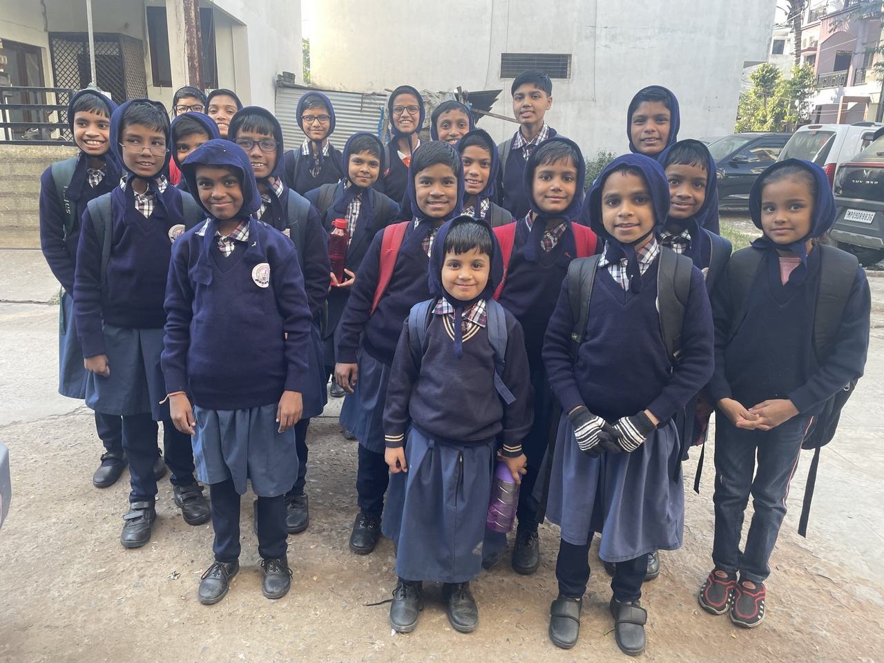 Children in school uniform together