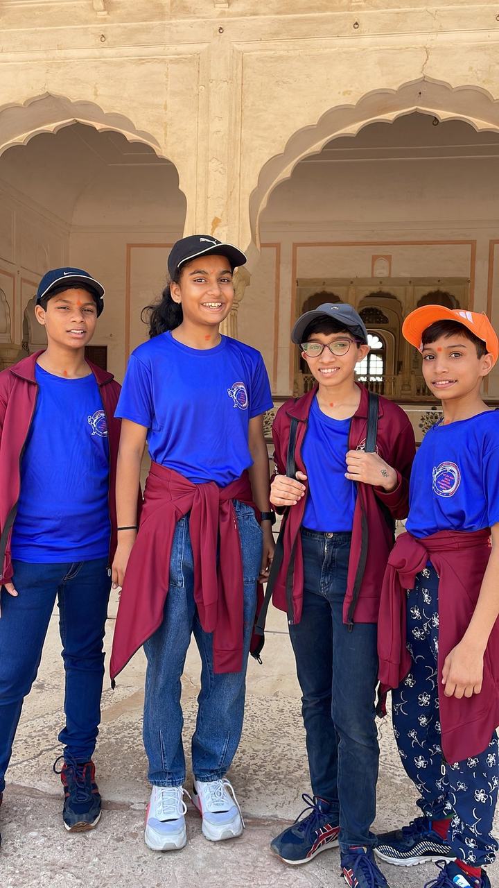 Children with backpacks on a school trip